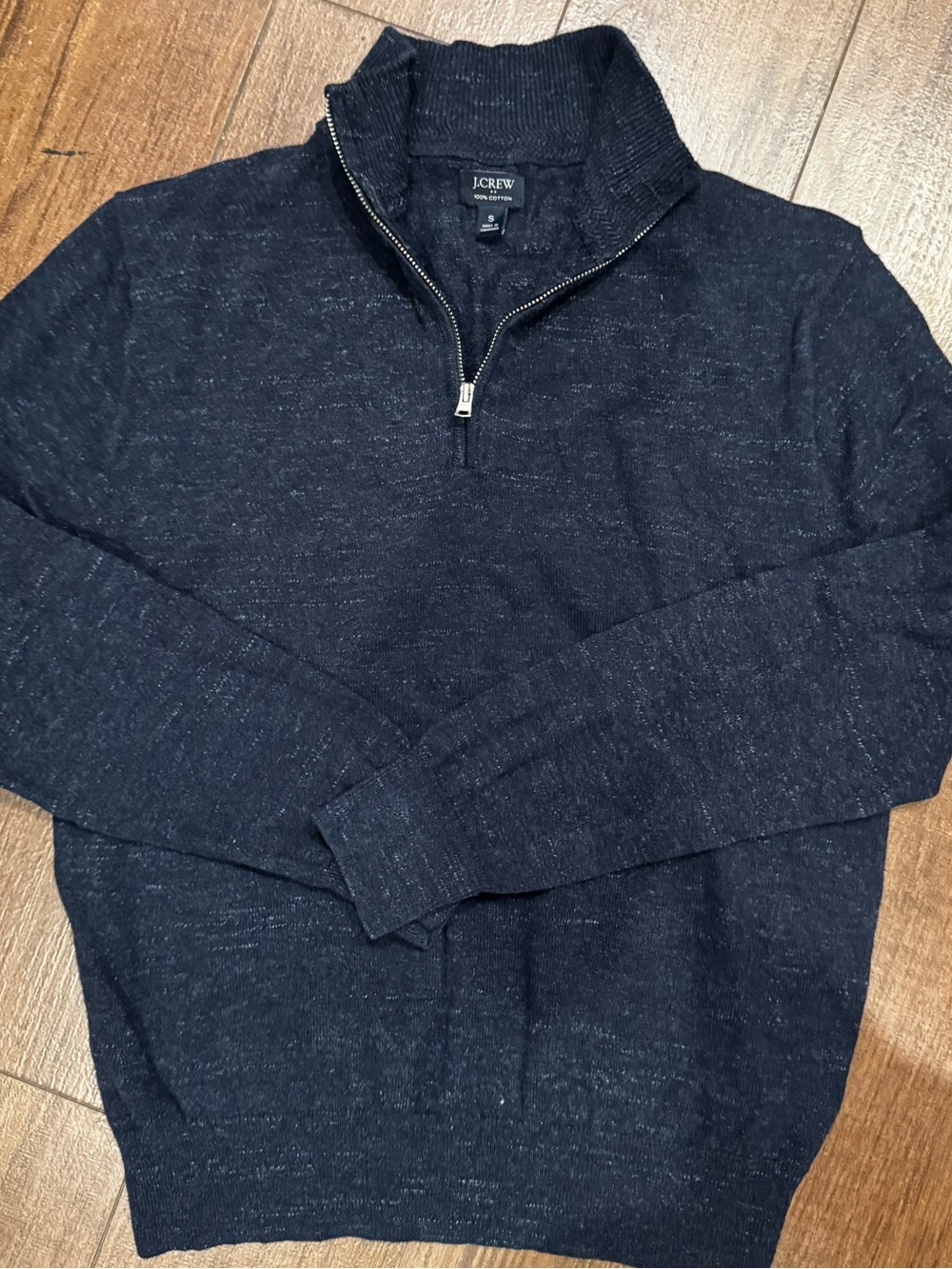 J. Crew Factory Men's Dark Navy Half-Zip Sweater 100% Cotton
